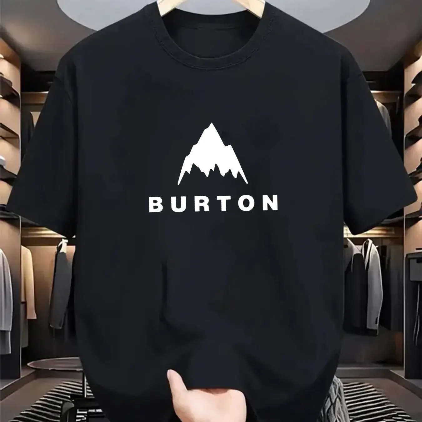 

Men's Summer Cotton Fashion Casual Sporty Fashion BURTON Letter Printed Round-neck Short-sleeved T-shirt