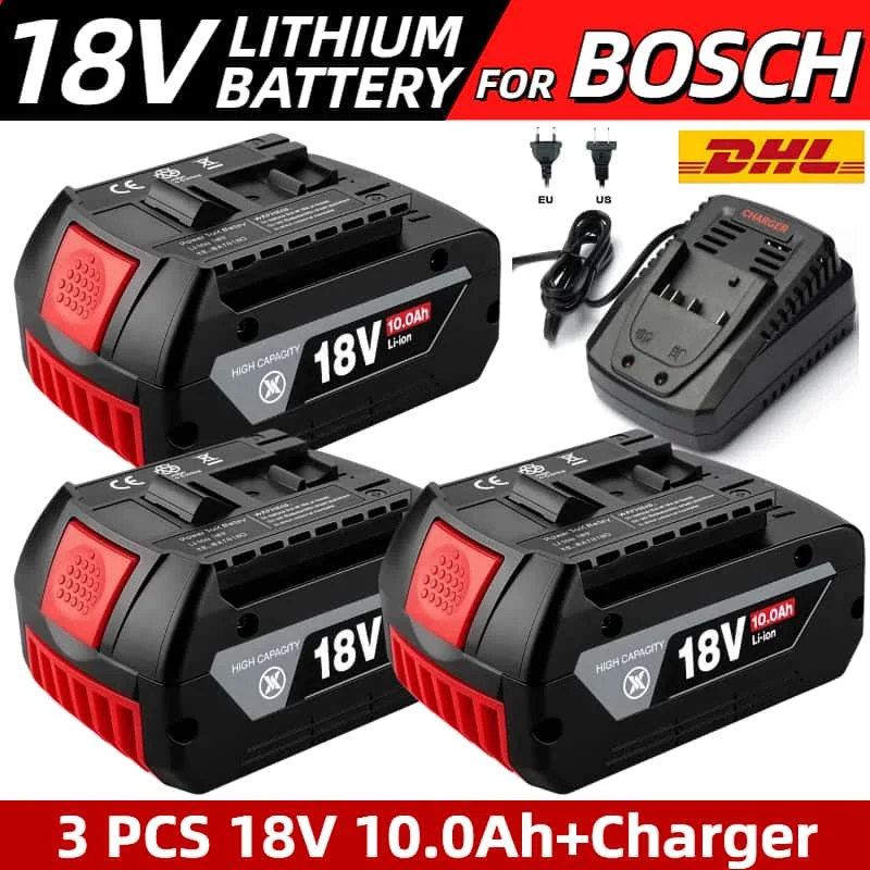 

Battery for Bosch GSB BAT609, BAT609G, BAT611, BAT612 18V-EC Impact Driver Drills - 18V 12.0Ah, 60-Min Fast Charge, EU/US Plu