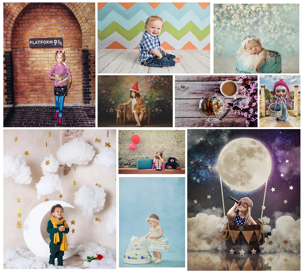 Hot air Balloon And Clouds Happy Birthday Photography Background Holiday Baby Children Party Photo Studio Backdrops VX-10