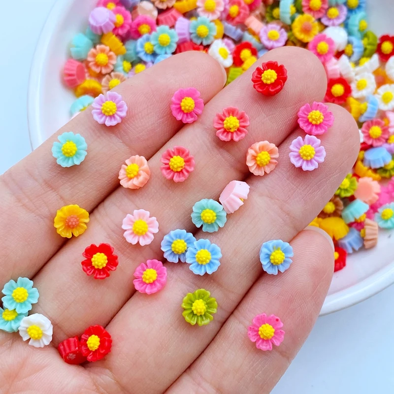 

100Pcs 6mm Flower Nail Art Resin Mix Colors Floral Nail Art Charms Flower Shaped Manicure Supplies