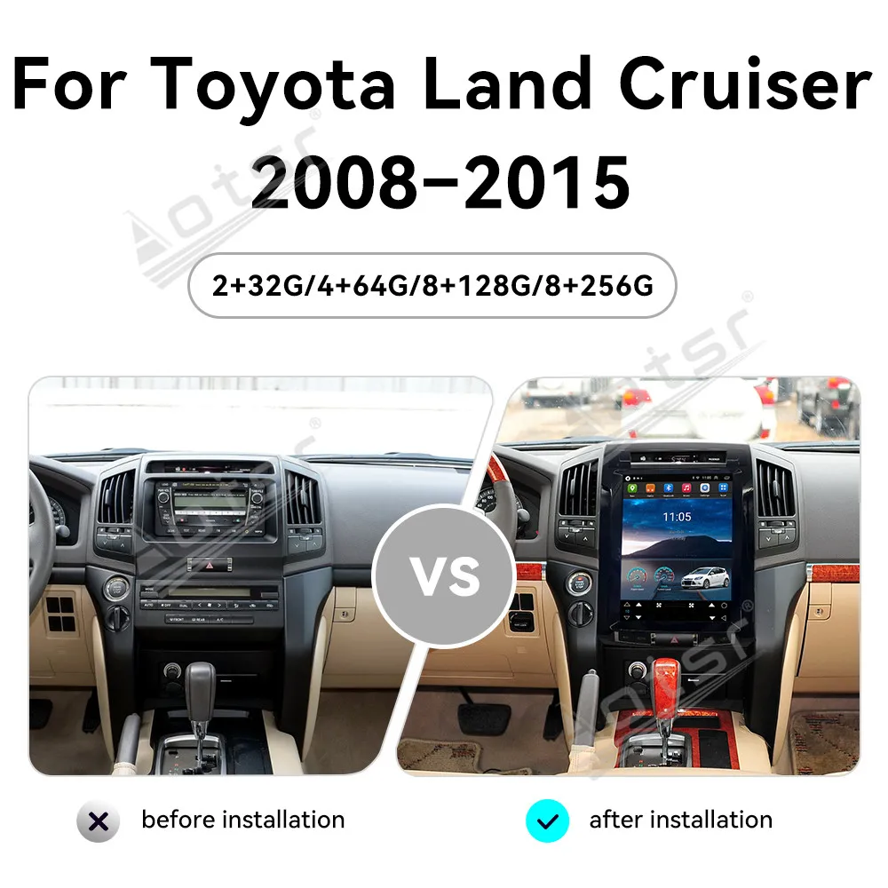 12.1''  Android 13 for Toyota Land Cruiser 2008-2015 Touch Car Screen Navigation Carplay Car Radio DSP BT Multimedia Player 4G