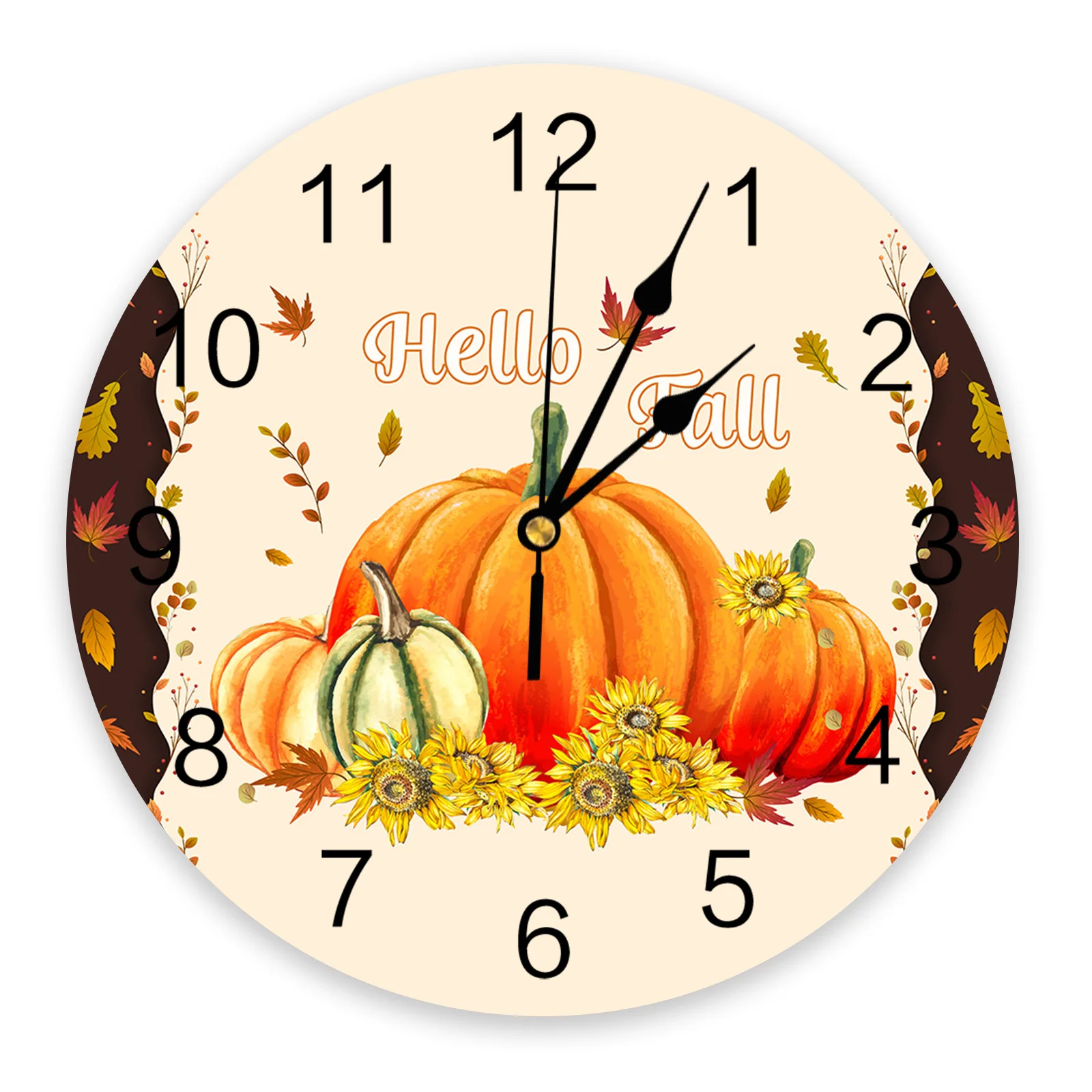 Autumn Pumpkin Maple Leaf Wall Clock Modern Design Living Room Decoration Kitchen Clock Mute Wall Watch Home Interior Decor