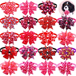 10PCS Dog Bowtie Valentine's Day Pet Supplies Dogs Accessories Small Dog Cat Bow Tie Collar Love Pink Gril Dogs Bowties Necktie