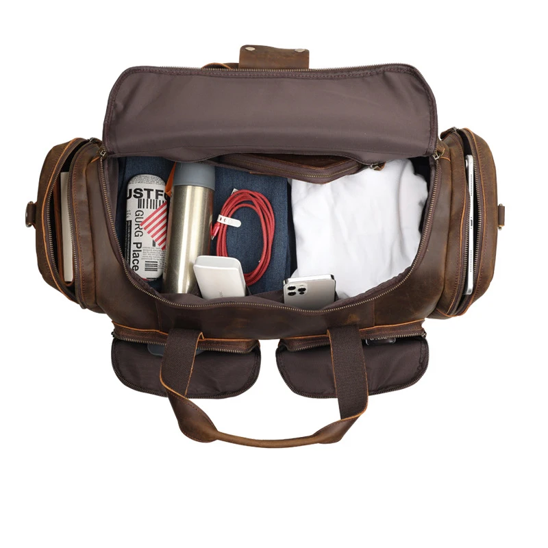 Mochila super grande masculina, bolsas de viagem de couro genuíno, bolsas masculinas, bolsa de semana na bagagem, luxo vintage, 62cm