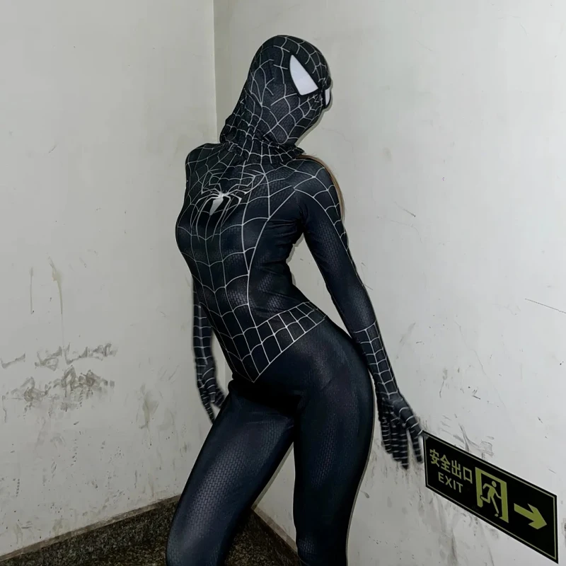 Jumpsuit Dewasa Spider Man Alam Semesta Paralel Pahlawan Super Anime Kostum Pesta Karnaval Halloween Cosplay Gwen Stacy Laba-laba Hitam Baru