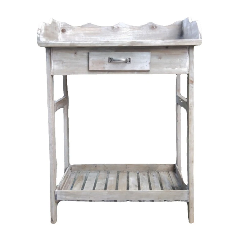 

American rural retro pastoral multi-layer balcony wood flower stand, storage table, succulent wood flower stand