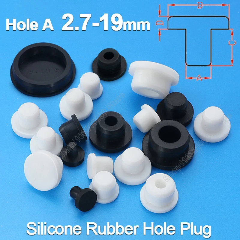 

Silicone Rubber Hole Plugs Stopper Blanking End Seal Caps Pipe Tube Hollow Inserts Dustproof Bungs White & Black Hole 2.7-19mm