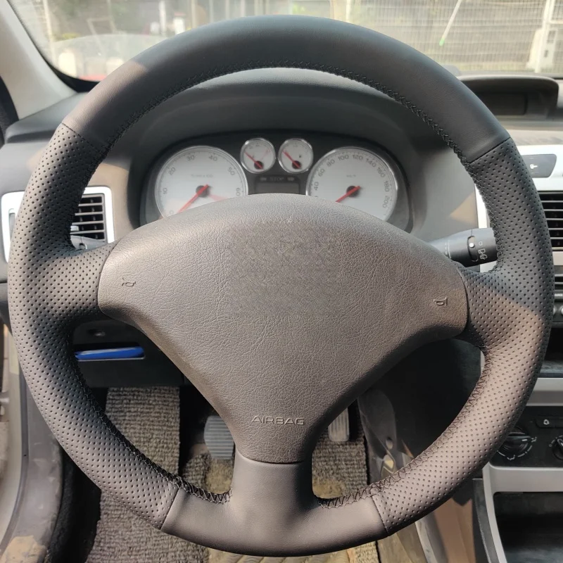 

Автомобильный чехол на руль для Peugeot 307 2001-2008 307 SW 2005 2006 2007 2008 Натуральная кожа DIY Коса рулевого колеса
