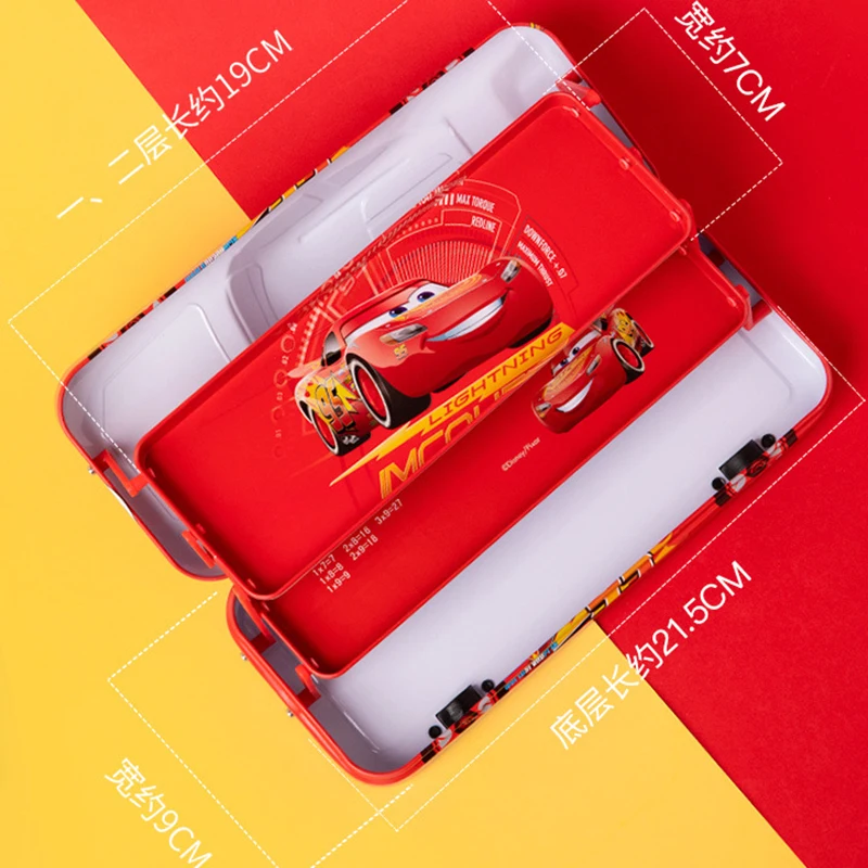 Disney Pixar Cars กล่องดินสอเด็กกล่องเครื่องเขียนขนาดใหญ่ความจุ McQueen รถสามมิติกล่องดินสอของขวัญอนุบาล
