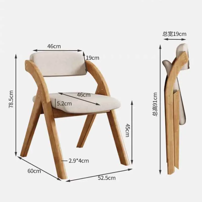 Solid Wood Folding Chair Living Room Backrest Chair Creative Dining Chairs Modern Office Chairs Nordic Furniture Leisure Seat