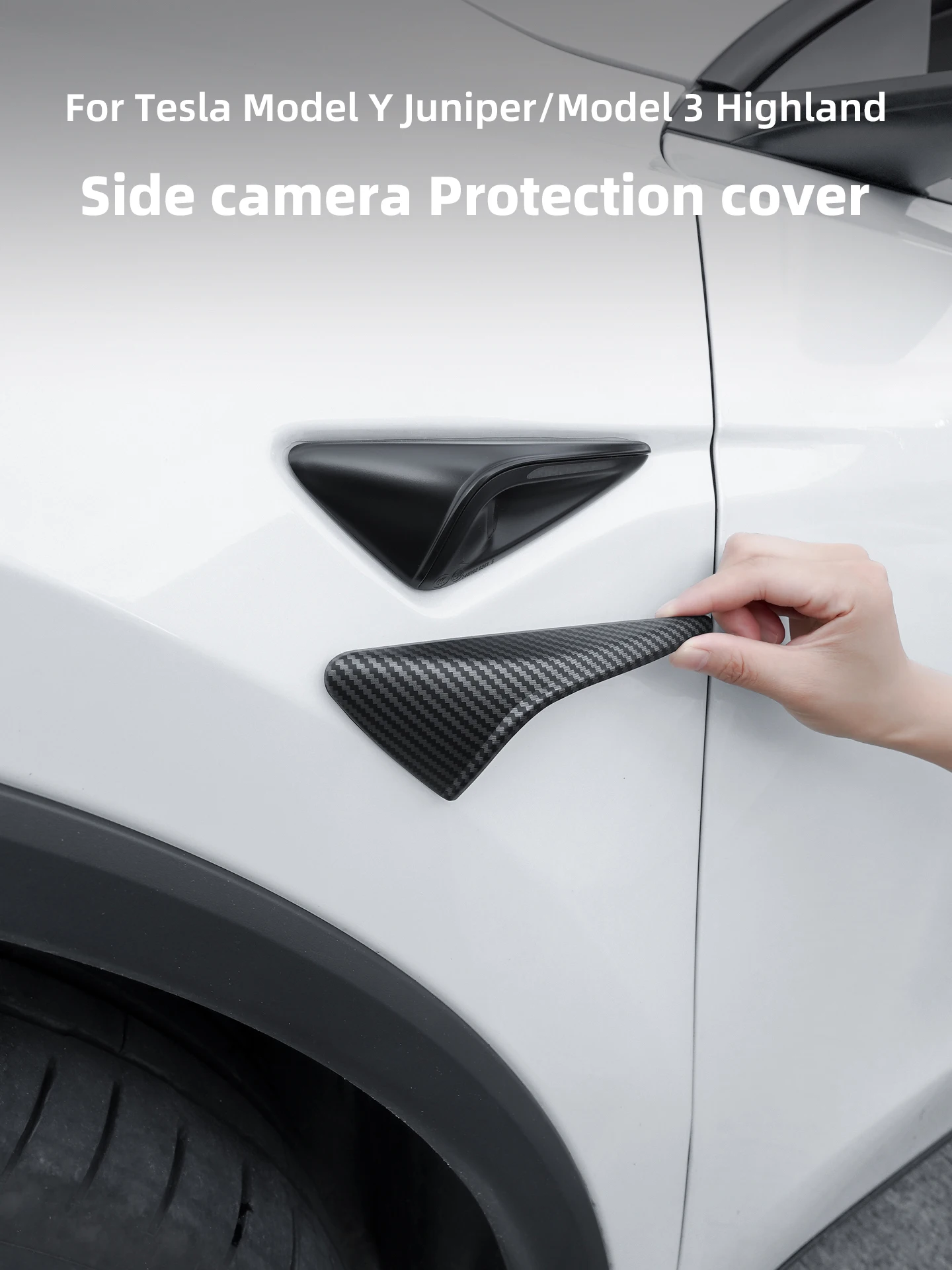 Für Tesla Model Y Juniper 3 Highland 2026 YL Blinker-Kamera-Abdeckung Seitenleisten-Schutz ABS Carbon-Faser-Muster – Detail 1