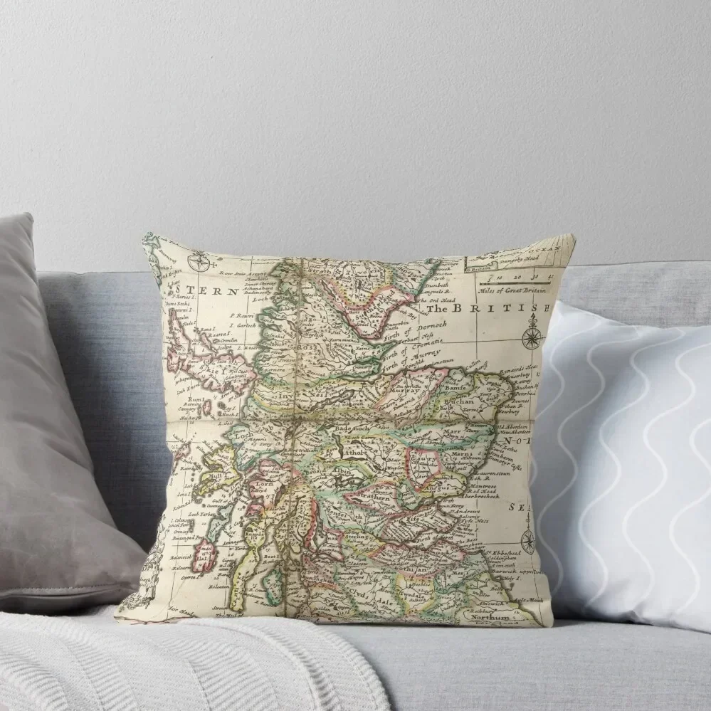 

Vintage Map of Scotland (1718) Throw Pillow Decorative pillow case Covers For Sofas Decorative Pillow Covers For Sofa