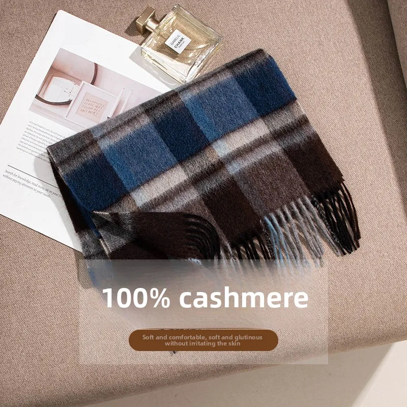 

Winter New Product: 100% Pure Cashmere, Light Luxury, High Grade, Plaid Scarf, British Style, Men's and Women's Warm Neck