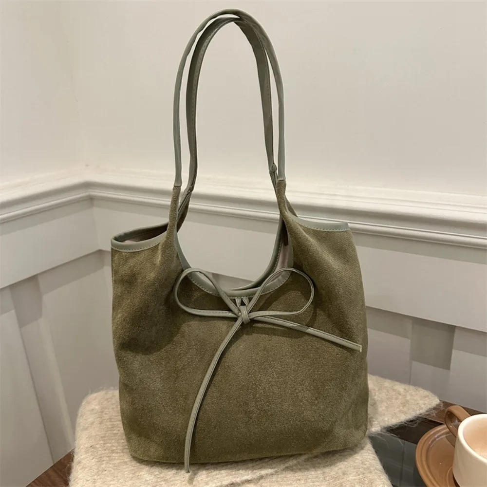 

Casual Elegant Bow Tie Shoulder Bag Bowknot Korean Style Retro Underarm Bag Lightweight All-match Wool Tote Bag Girls
