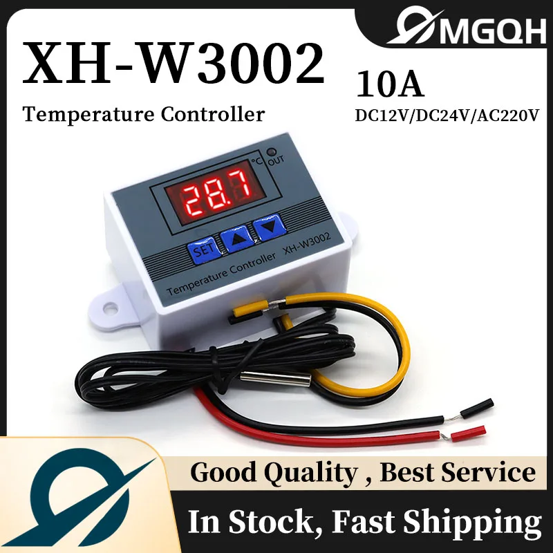 XH-W3002 220V /12V Digital LED Temperature Controller 10A Thermostat Control Switch Probe with waterproof sensor W3002