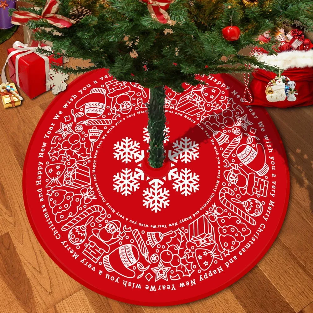 

Christmas Gift Pattern 90-120cm Cotton Simple White Lines Christmas Tree Skirt To Elevate Your Holiday Decor Diameter