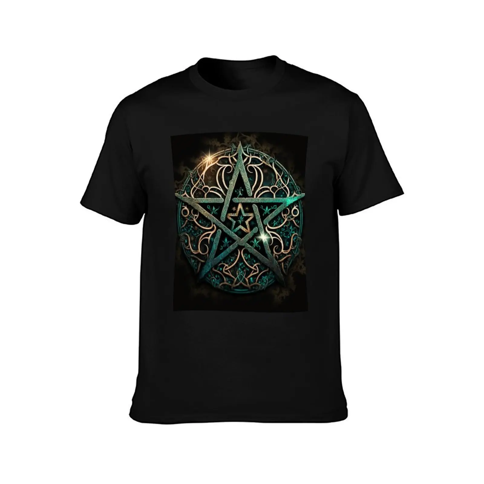 Green Five Pointed Star (Pentagram) Pagan Symbol T-Shirt Lightweight Running Sports T-Shirt