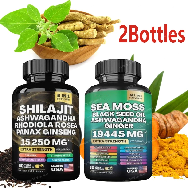 ORGANIC SHILAJIT Capsules 1000mg Sea Moss Capsules Ginseng Pills