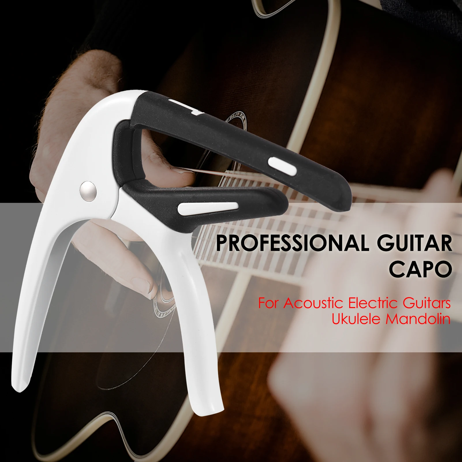 Portable Zinc Alloy Guitar Capo Professional Guitar Tone Changer with Guitar Pick for Acoustic Electric Guitars Ukulele Mandolin