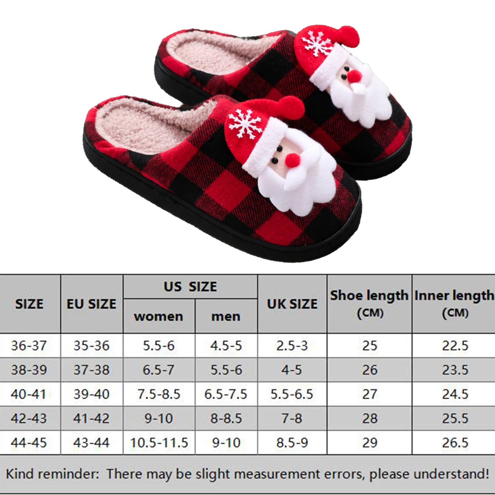 Christmas Plush Closed Toe Slippers Fuzzy Indoor Slippers Santa Claus Fluffy Slippers for Unisex Adult Holiday Christmas - Image 6