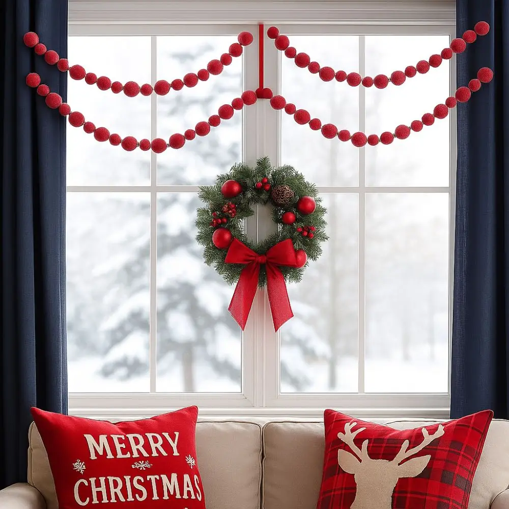 

2.75 Meters Xmas Hanging Pendant Decorative Foam Red Berry Garland Realistic Christmas Tree Ornament Window Decoration