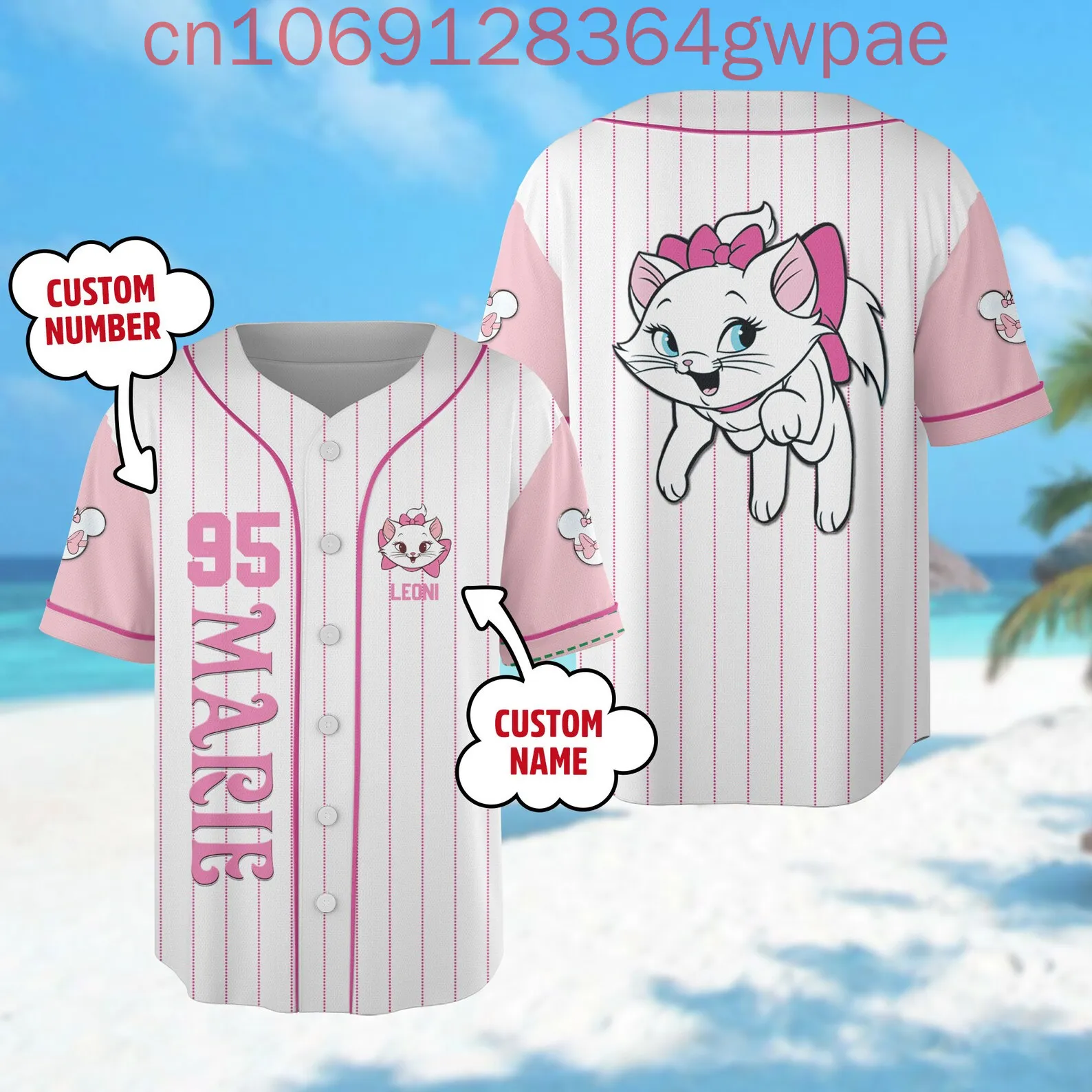 كارتون ديزني ماري كات البيسبول جيرسي قميص الرجال النساء الاطفال زي بيسبول قمم الصيف عارضة قصيرة الأكمام قميص البيسبول