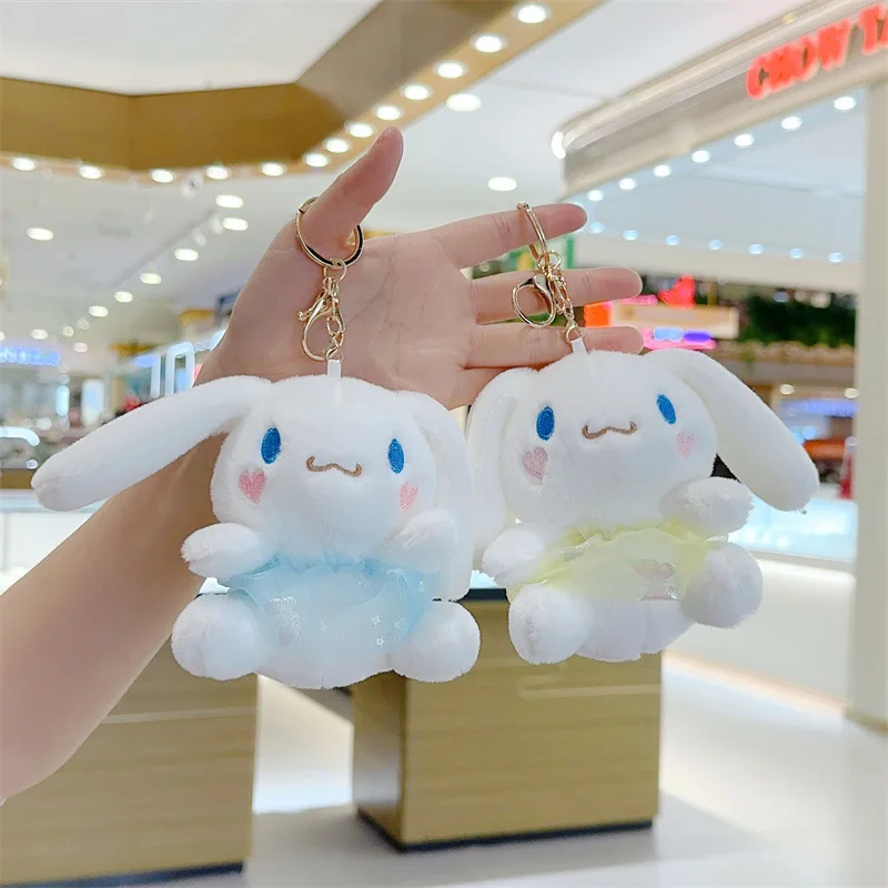 New 11cm Sanrio Hello Kitty Plush Doll Keychain Kawaii Pendant Cartoon Cinnamon Plush Doll Backpack Pendant Toy Girl for Gifts