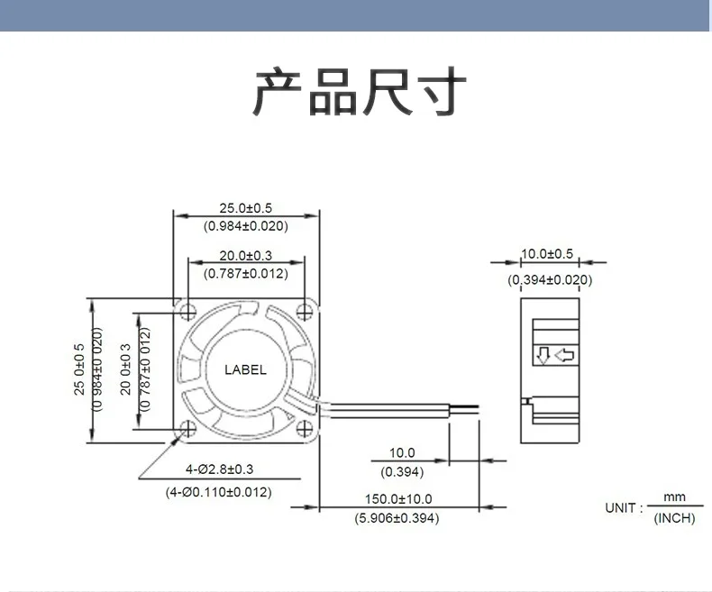 Ventola di raffreddamento per dispositivo silenzioso in miniatura 25x25x10mm 25mm DC 5V 12V 24V Durevole doppia sfera