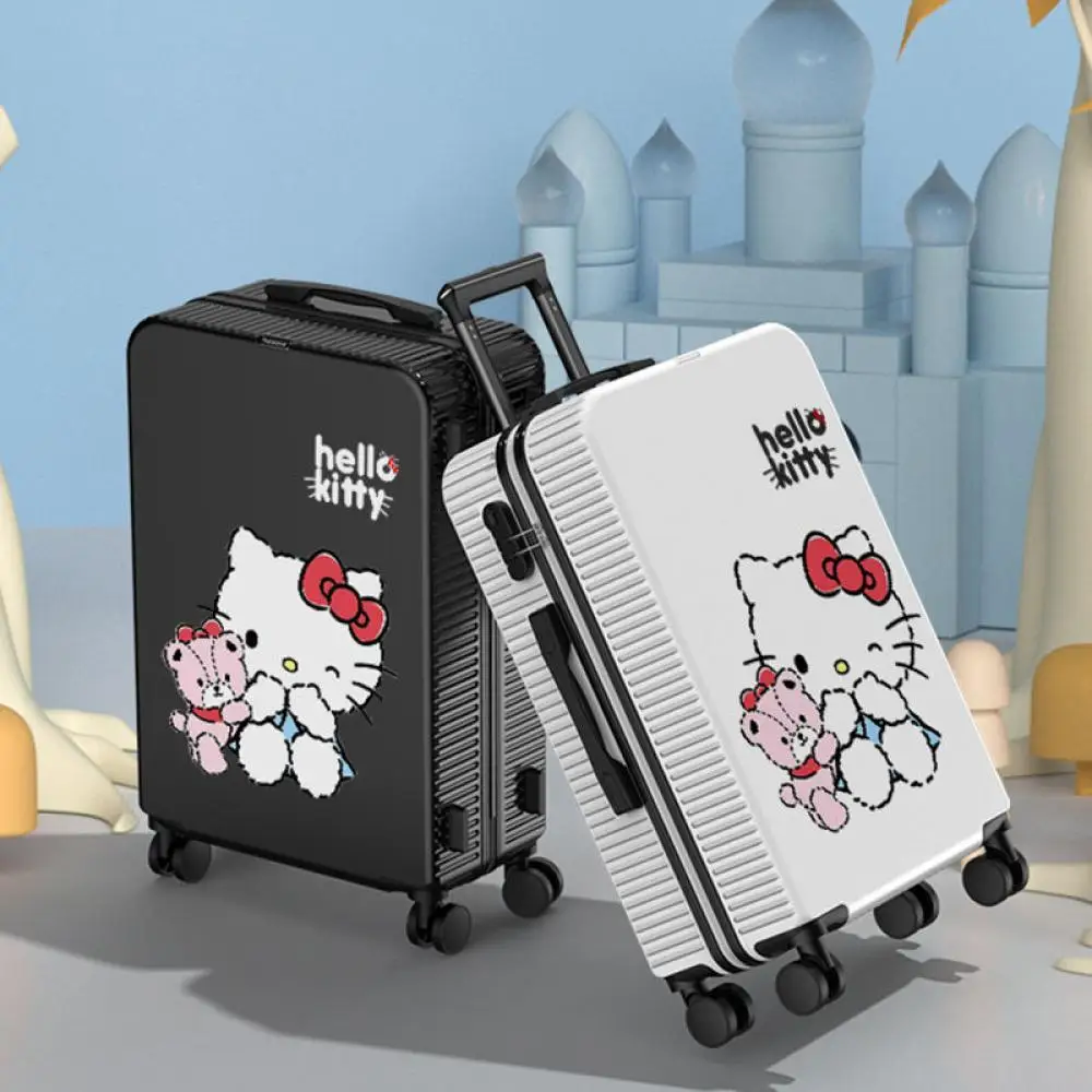 Hello Kitty 20-22-24Inch Student Travel Trunk Trolley Case Suitcase Sanrios Anime Mute Universal Wheel Travel Boarding Aircraft