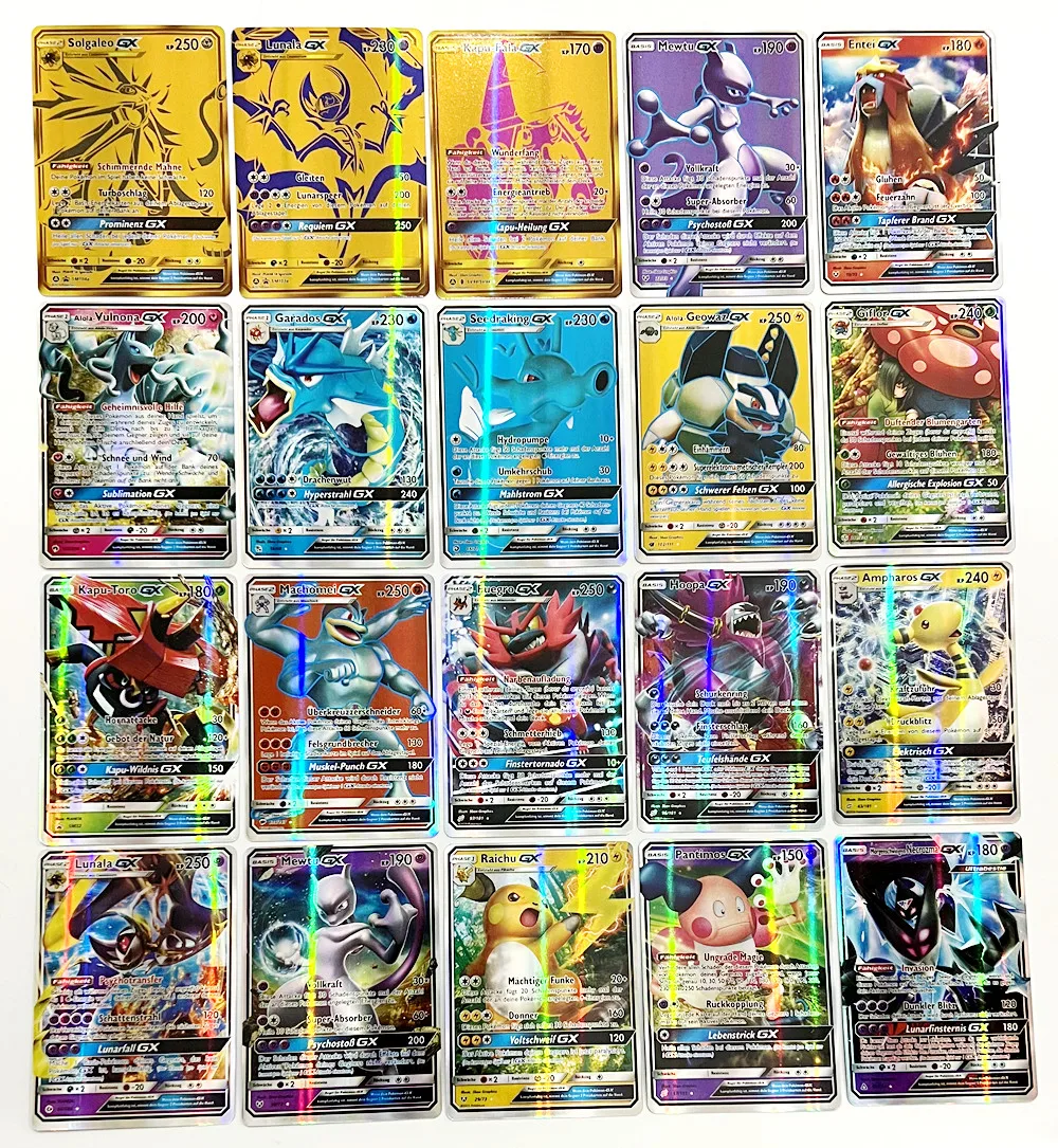 Cartas de Pokémon en español, francés, inglés, alemán, 20 piezas, francés, con Gx, V, Max, VMAX