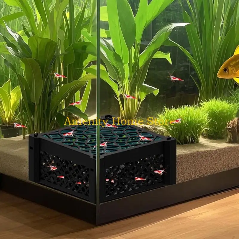 F26C Ornamental Shrimp Refuge Box with Perforated Upper and Side Surfaces, Formed for Shelter Space in Planted Aquariums
