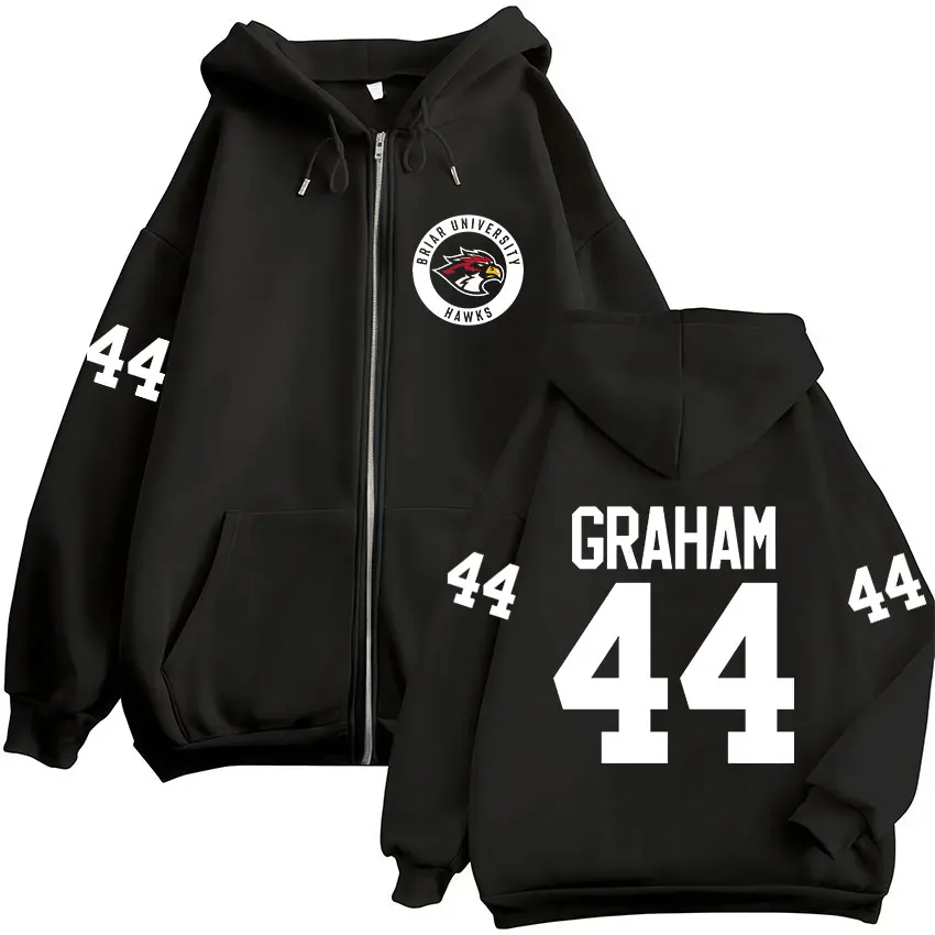 Graham 44 Off Campus TV Series Hockey Briar University Moletons com zíper para homens, roupas casuais de manga comprida com zíper, jaqueta