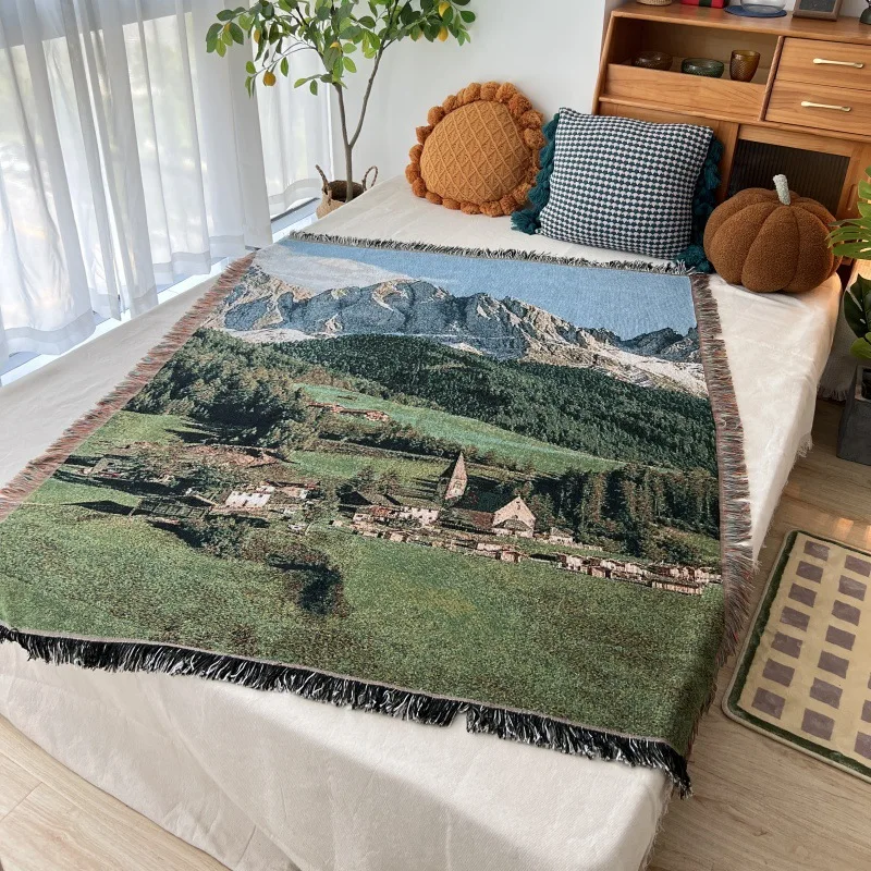 Alpine Landscape Cotton Thread Tapestry Blanket Living Room DIY Internet Celebrity Decorative Painting