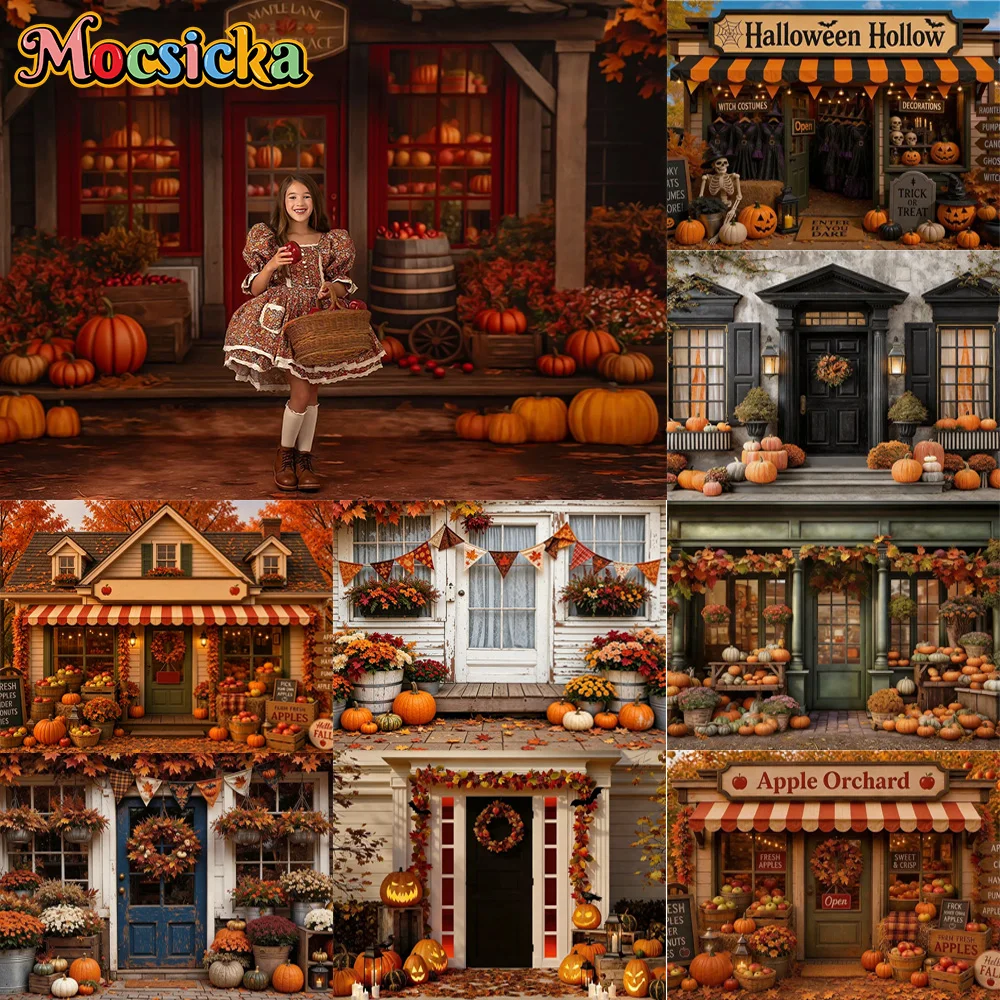 Mocsicka Fotografie-Hintergrund Herbst-Kürbisfeld Ernteprodukte Dekorations-Kulisse Herbst-Halloween-Party Porträt-Studio-Requisite