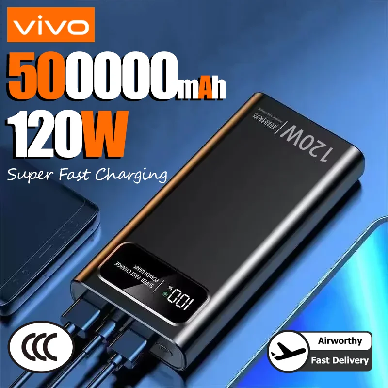 بنك الطاقة Xiaomi 120W شحن سريع للغاية 200000 بطارية خارجية محمولة ذات سعة كبيرة mAh للطاقة المتنقلة لهاتف آيفون الجديد