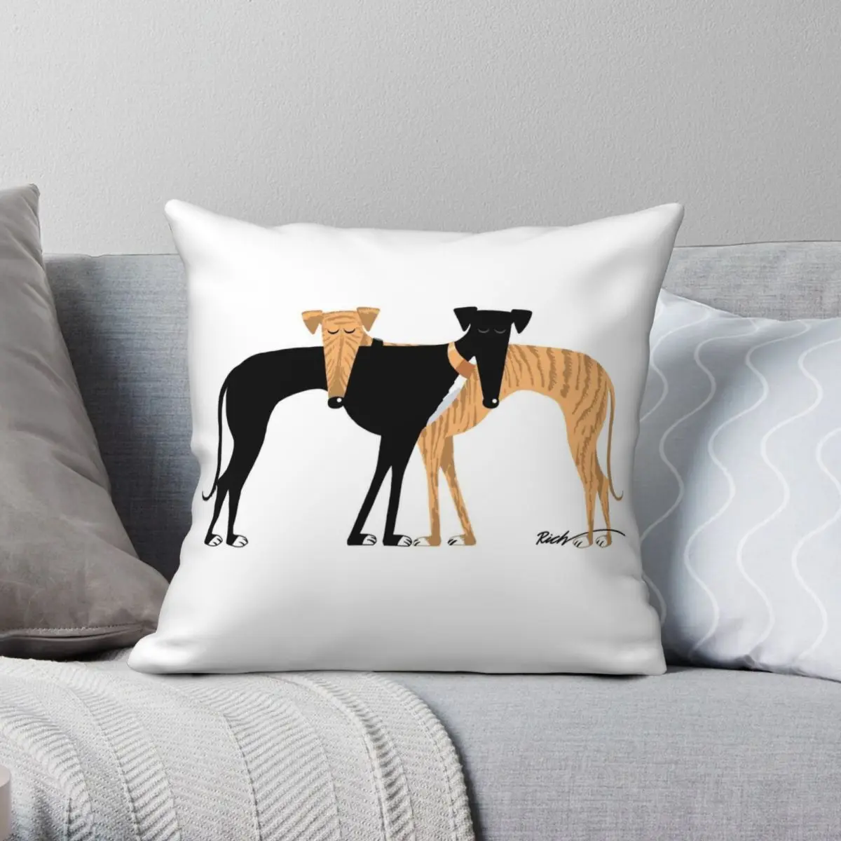 

Head Rest Brindle Hound Pillowcase Polyester Linen Velvet Creative Zip Decor Throw Pillow Case Bed Cushion Cover