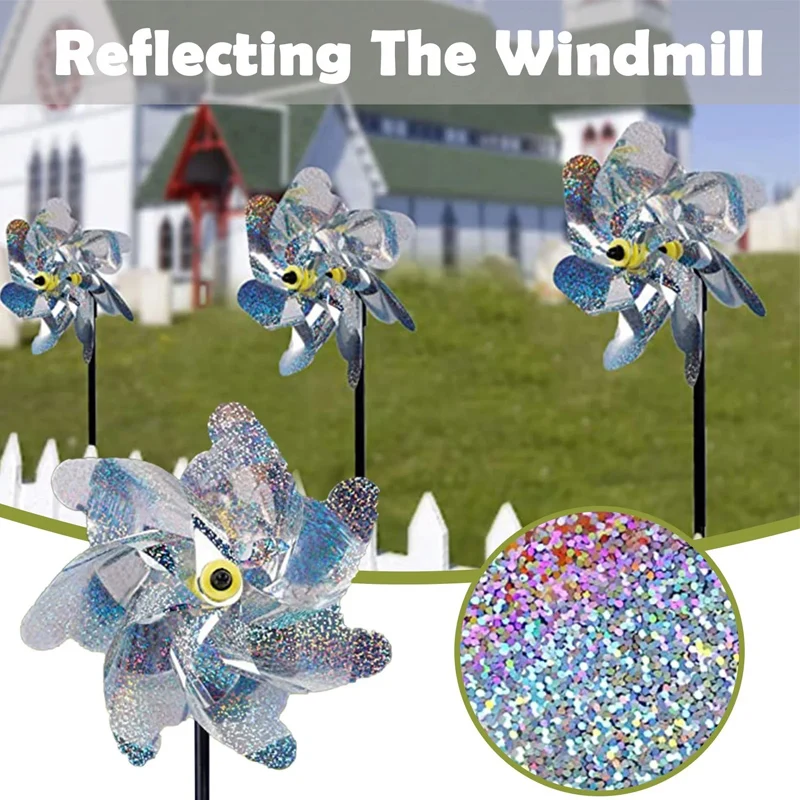 New Bird Repeller Pinwheels Reflective Sparkly Bird Deterrent Windmill Protect Garden Plant Flower Garden Lawn Decoration