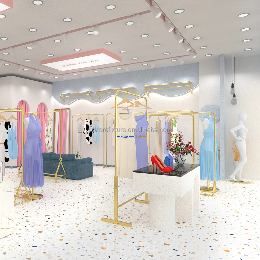 Modern Retail Beauty Shop Clothes Display Rack for Shop Metal Display Stand Clothing Rack for Boutique