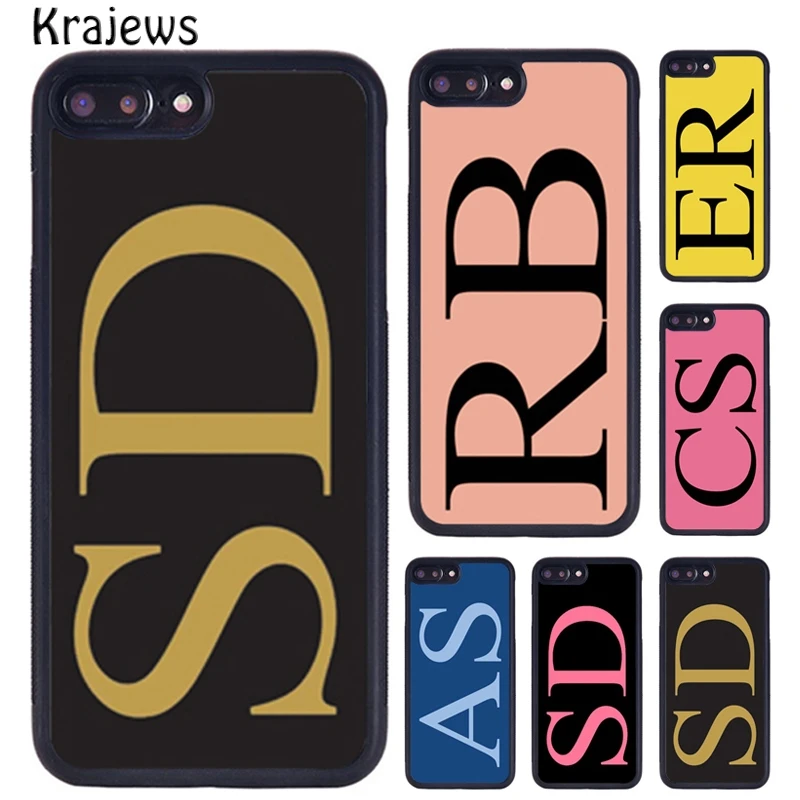 Krajews PERSONALISED CUSTOM OVERSIZE INITIALS Phone Case For iPhone 16 15 14 XR XS 11 12 mini 13 Pro MAX Plus coque