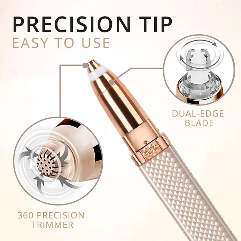 2 In 1 Alat Cukur Wanita Elektrik Epilator USB Pengisi Daya Portabel Penghilang Rambut Bikini Tanpa Rasa Sakit untuk Wanita Tubuh Wajah Pemangkas Alis