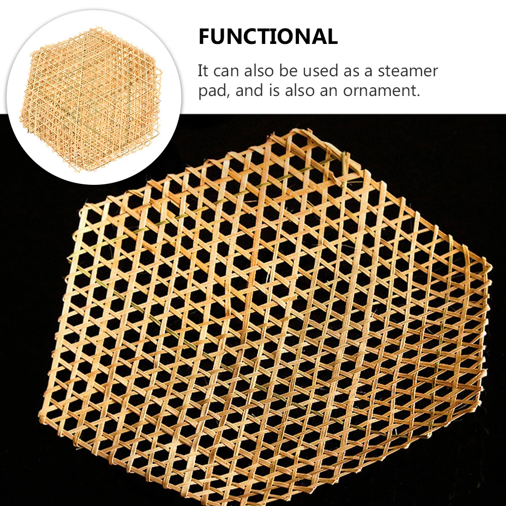 

12Pcs Bamboo Mats Handmade Decorative Fried Food Holder Oil-Proof Cooking Steamer Mesh Dish Mats Kitchen Mat Decorative Dish Mat