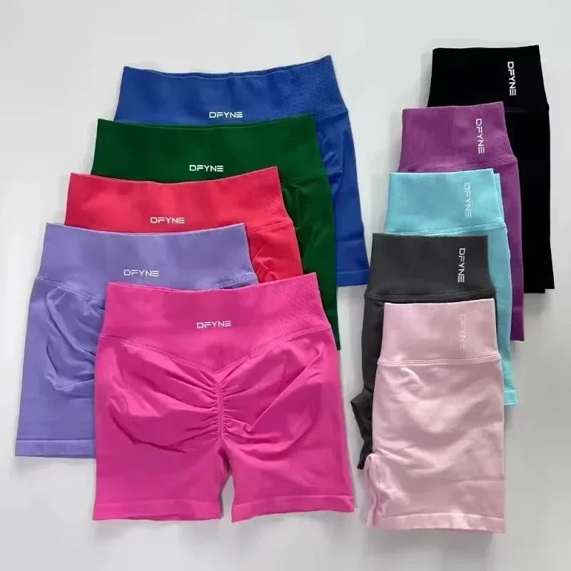 Impact trousers with Logo Shorts Low Ribbed Waist Band Yoga Shorts Seamless Scrunch Bum Workout Gym Shorts Booty Stretch