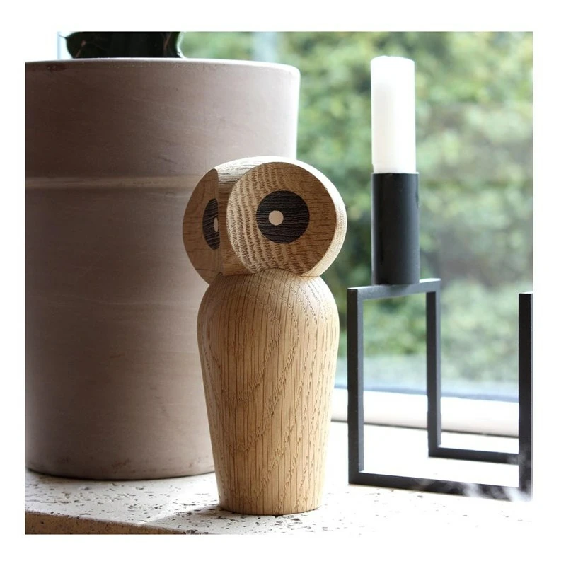 Lovely Fashion Owl Bird Animal Figurines Decor Home Living Room Bookshelf Natural Miniature Woodcraft is Popular Cute Kid Gifts