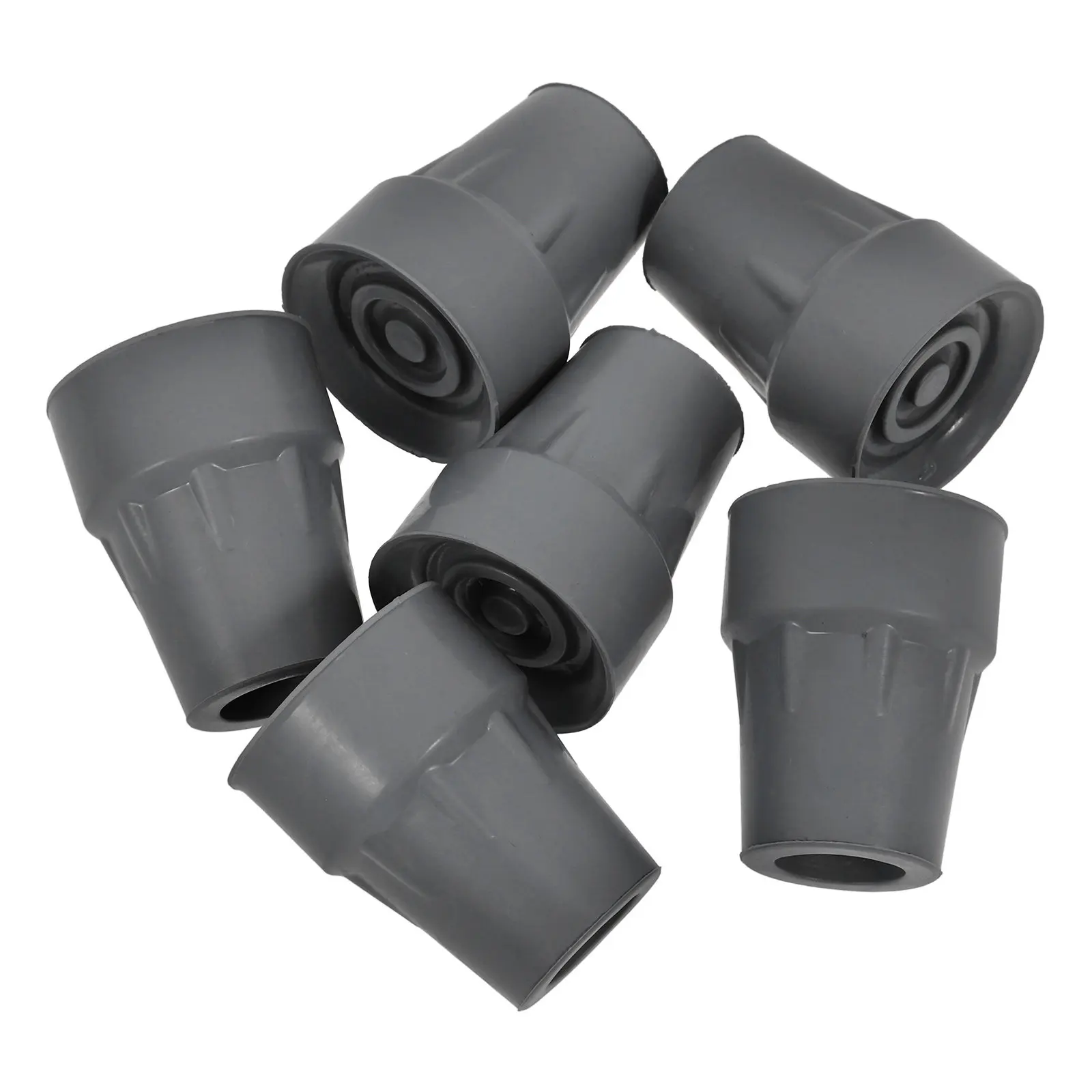 

6Pcs Crutch Tips Sleek Black Rubber Crutch Feet Replacement Anti-Slip for Underarm Forearm Crutches Walking Stick Tips