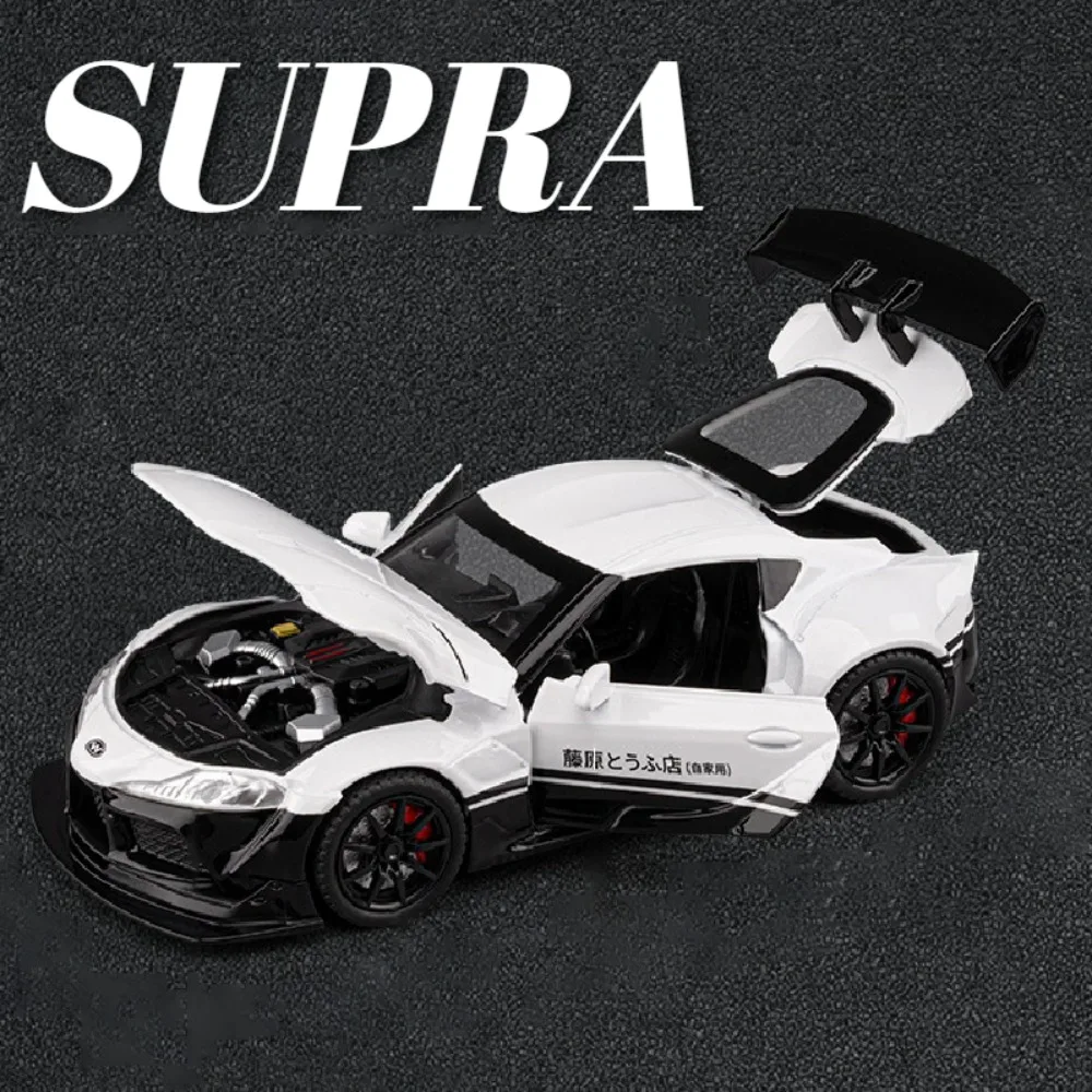Modelo de coche Supra Z4 a escala 1:22, puertas de juguete, luz de sonido abierta, modelos de supercoche en miniatura, juguetes, decoración del hogar