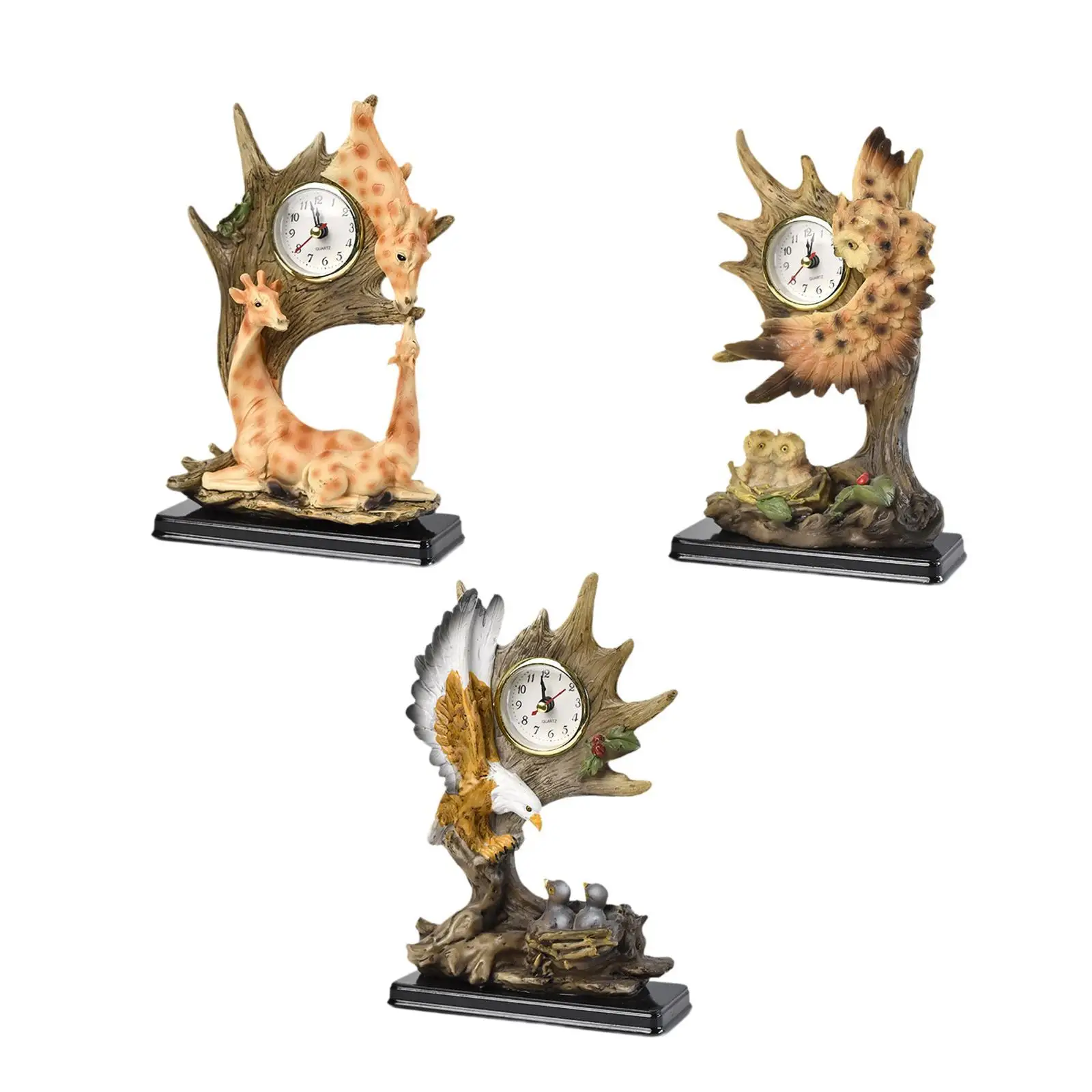 

Retro Tabletop Clock Artwork Decorative Cute Statue for Bedroom Dorm Office