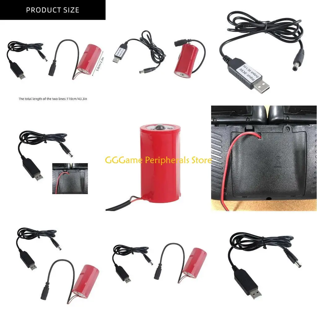 

U55B USB to 1.5V LR20 D Battery Eliminators Cable for Remote Controls USB Power Cable