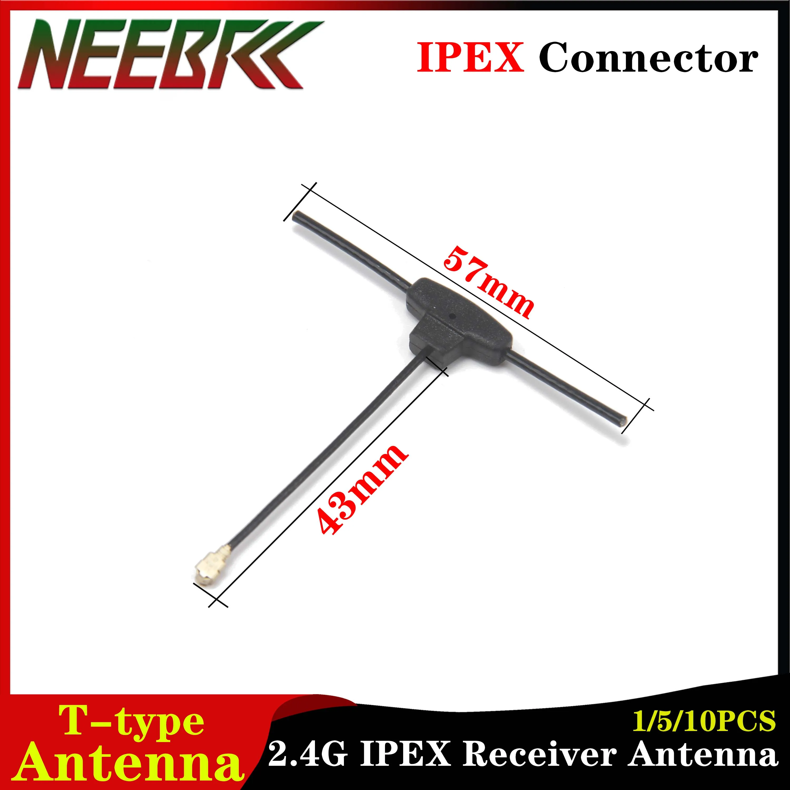 

1/5/10PCS NEEBRC T-type Receiver Antenna 2.4G IPEX 45mm 2400-2500Mhz Long Range for RC FPV Racing Drone Multicopter DIY Parts