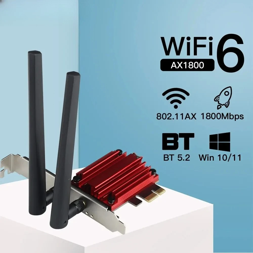 

Open Box Used Product Network Expansion Devices Repeaters WiFi 6 1800Mbps Adapter PCI Express Wireless Adapter BT 5.2 Dual