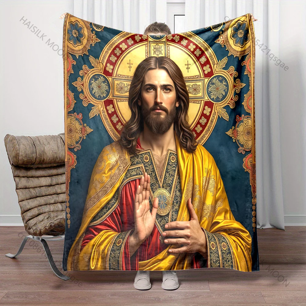 1PC Religious iconography art print blanket Prayer blankets for believers suitable for home sofa camping travel car